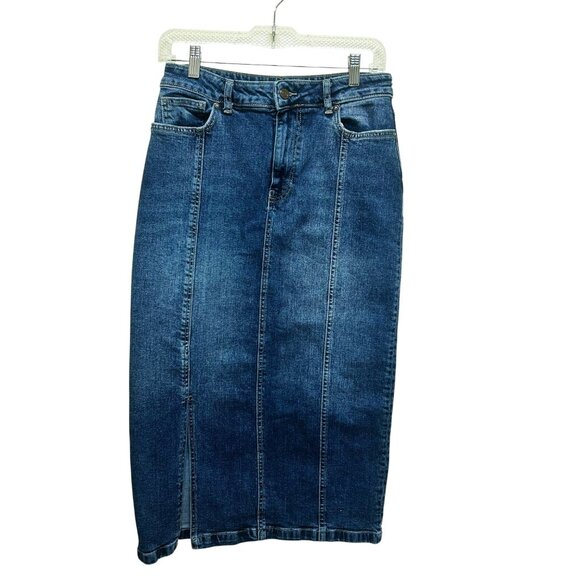 Vintage Yest Netherlands Denim Jean Midi Pencil Skirt Size 4 - Picture 1 of 4